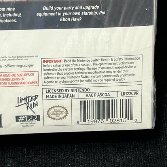Star Wars Knights of the Old Republic. Limited Run Games. Nintendo Switch. Unope - Picture 9 of 9